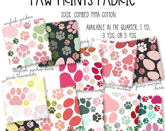 Mönstertyg med tassavtryck, 100 % kammad pimabomull