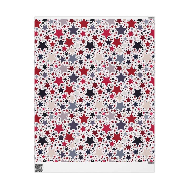 Americana Stars Wrapping Paper, Patriotic Gift Wrap, Folksy Red White & Blue, Holiday or Everyday Wrap, 3 Sizes, 2 Finishes image 7