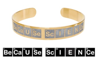 Manschettarmband För Vetenskap, Graverat Guld eller Roséguld, Nörd STEM-smycken, Fakta > Fiktion, Manschett i rostfritt stål, Gåva