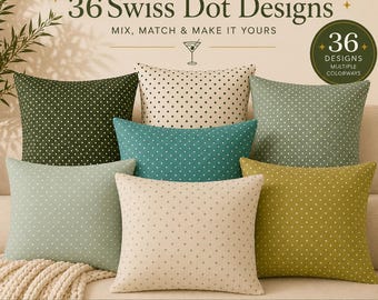 Swiss Dots Throw Pillow Cover, Retro Mid Century Modern Accent Cushion, Atomic Era Inspired Decor, 36 Colors 7 Sizes