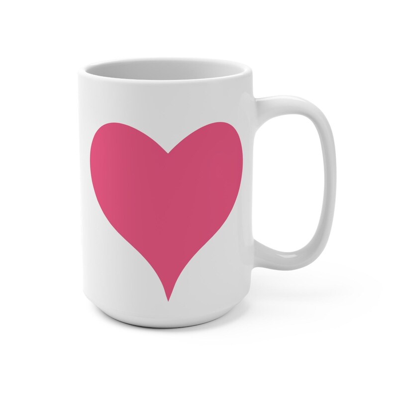 Big Fat Heart Coffee Mug, Choice of Red, Pink, or Black, 11 or 15oz, A Must-Have for Your Coffee Ritual image 4