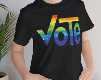 Rainbow Watercolor Vote T-Shirt, Equality Democracy Tee, Unisex Election Shirt