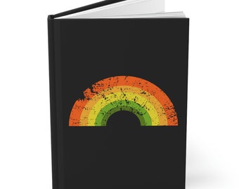 Distressed Rainbow Black Hardcover Journal Matte, Retro Lovebird Colors, Art Journal, Lined Notebook, Grad Gift, Gift for Teen, Gift for Her