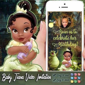 Princess Baby Tiana Video Invitation, The Princess And The Frog Baby Shower, Birthday Animated Invitation