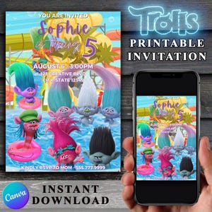 Pool Party Birthday Digital Invitation Template, Birthday Party Invitations, Digital Kids Party Invite, Canva Editable Bday Party Invite