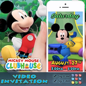Mickey Mouse Birthday Invitation, Mickey Mouse Clubhouse Invitation, Mickey Invitation Video, Video Invitation, Kids Birthday Invitation