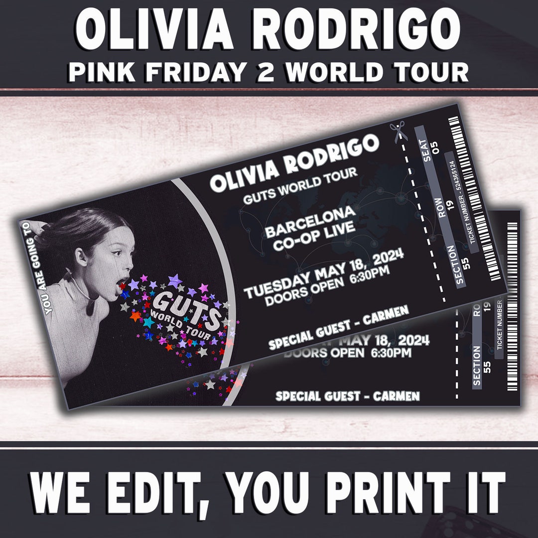 Olivia Rodrigo Ticket to Print, Printable Olivia Rodrigo Ticket Guts