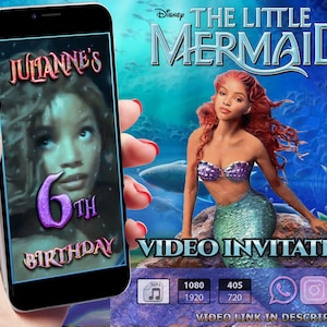 Little Mermaid Birthday Invitation, Little Mermaid invitation, Little Mermaid video invitation