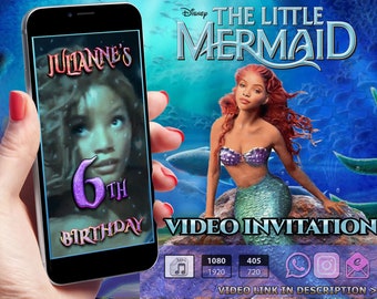 Little Mermaid Birthday Invitation, Little Mermaid invitation, Little Mermaid video invitation