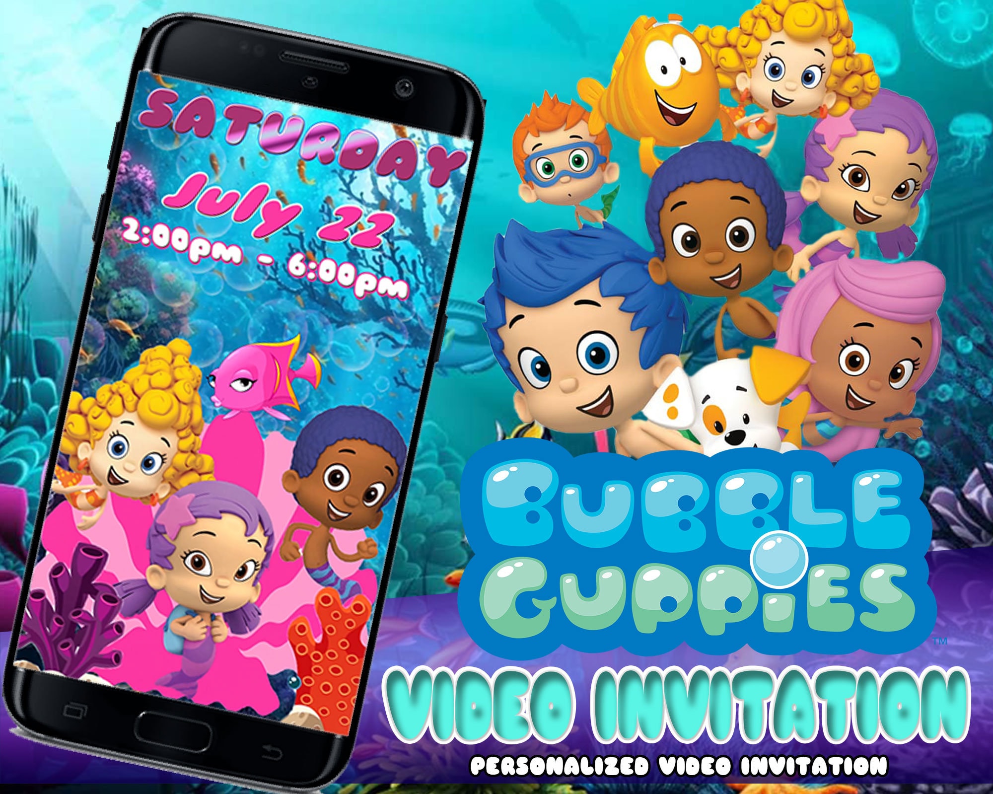 Bubble Guppies Invitation, Bubble Guppies Birthday, Bubble Guppy ...