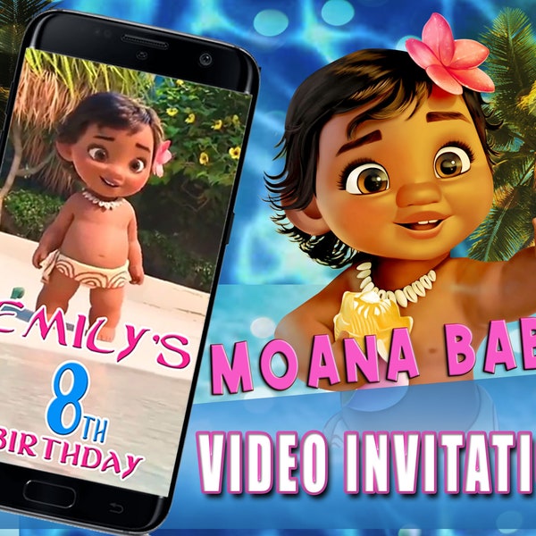 Baby Moana Birthday Video Invitation