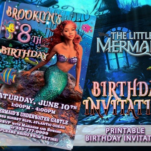 Little Mermaid Birthday Invitation, Mermaid Invitation, Gift for Girl, Girl Birthday Invite, Kids Invitation, Girl Party Invite