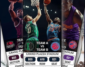 Holograph Custom Basketball Game Ticket, Personalized Basketball Ticket, College Basketball Ticket Gift, Sport Game Ticket Surprise Keepsake
