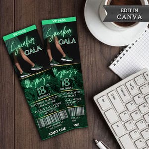 Sneaker Ball Ticket Vorlage, Sneaker Ball Geburtstag Vorlage, Sneaker Ball Sweet 16 Party, Sneaker Ball Bearbeitbares Ticket Partyeinladung