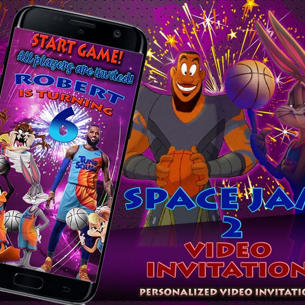 Space Jam 2 Video Birthday Invitation, Animated Invitation, Space Jam A New Legacy, Space Jam Party Invitation, Space Jam 2 Party Invite