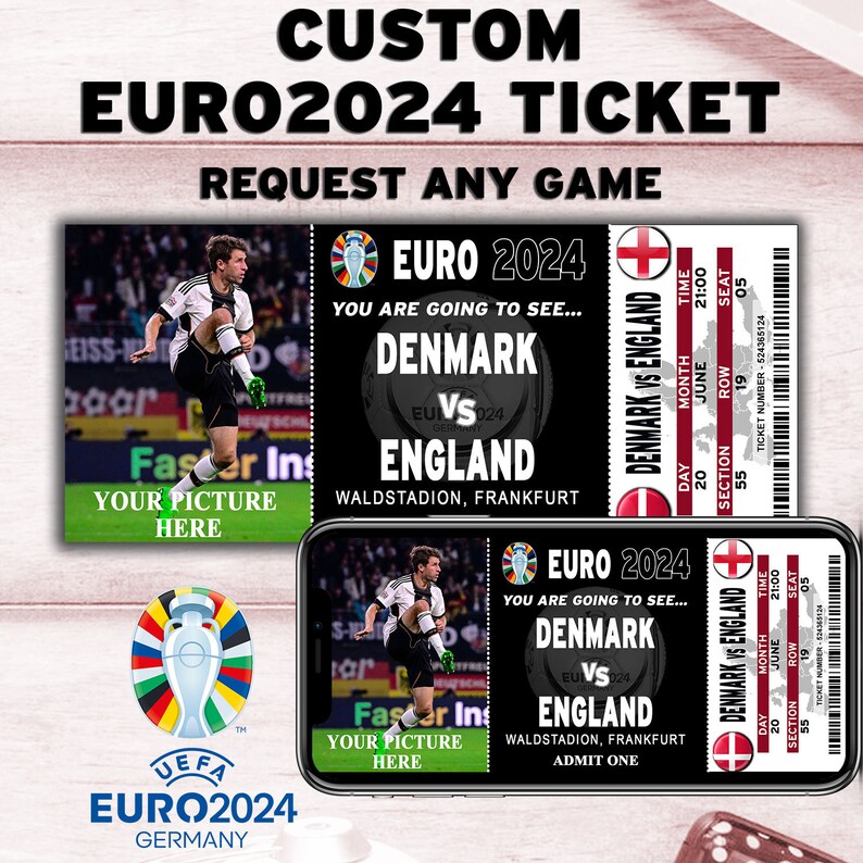 EURO 2024 Custom Printable Ticket, Euro 2024 Football Personalized