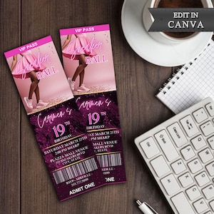 Pink Sneaker Ball Ticket Invite, Sneaker Gala Birthday Template, Sneaker Ball Sweet 16 Party, Sneaker Ball Editable Ticket Party Invitation