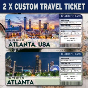 Atlanta USA Trip Ticket, Atlanta Surprise Bordkarte, druckbare Geschenkkarte, Ticket für Atlanta Bordkarte bearbeitbar