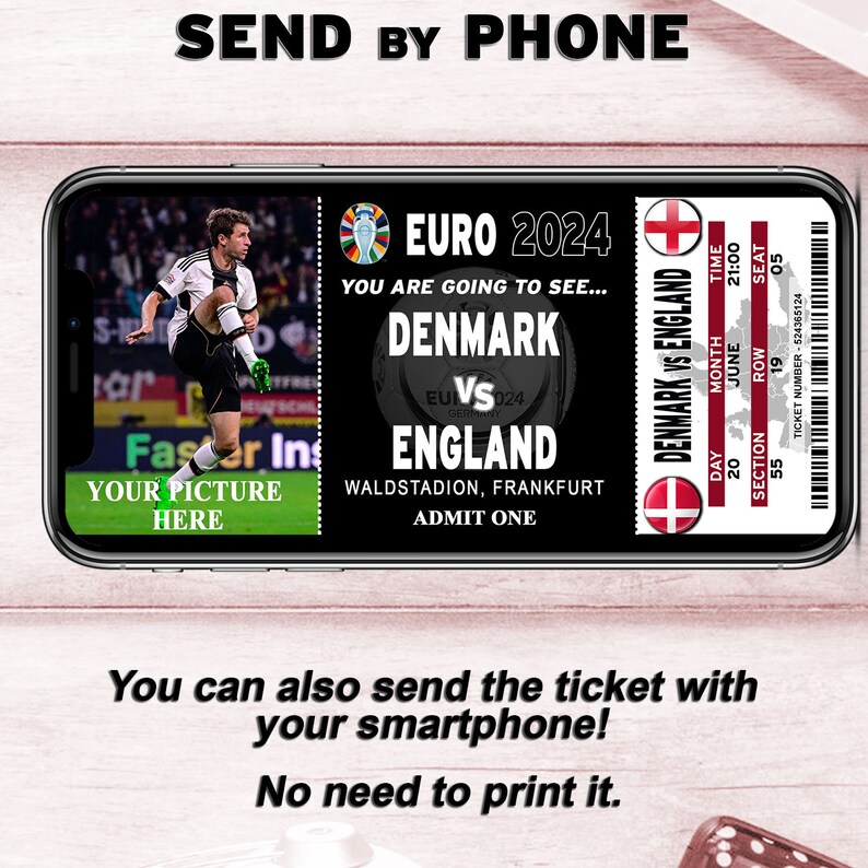 EURO 2024 Custom Printable Ticket, Euro 2024 Football Personalized