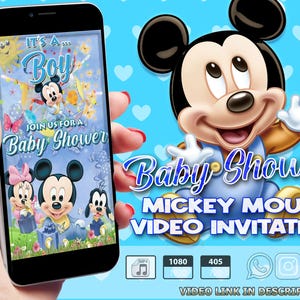 Invito video per baby shower di Topolino, invito video animato per festa di compleanno di Topolino, invito video per baby shower
