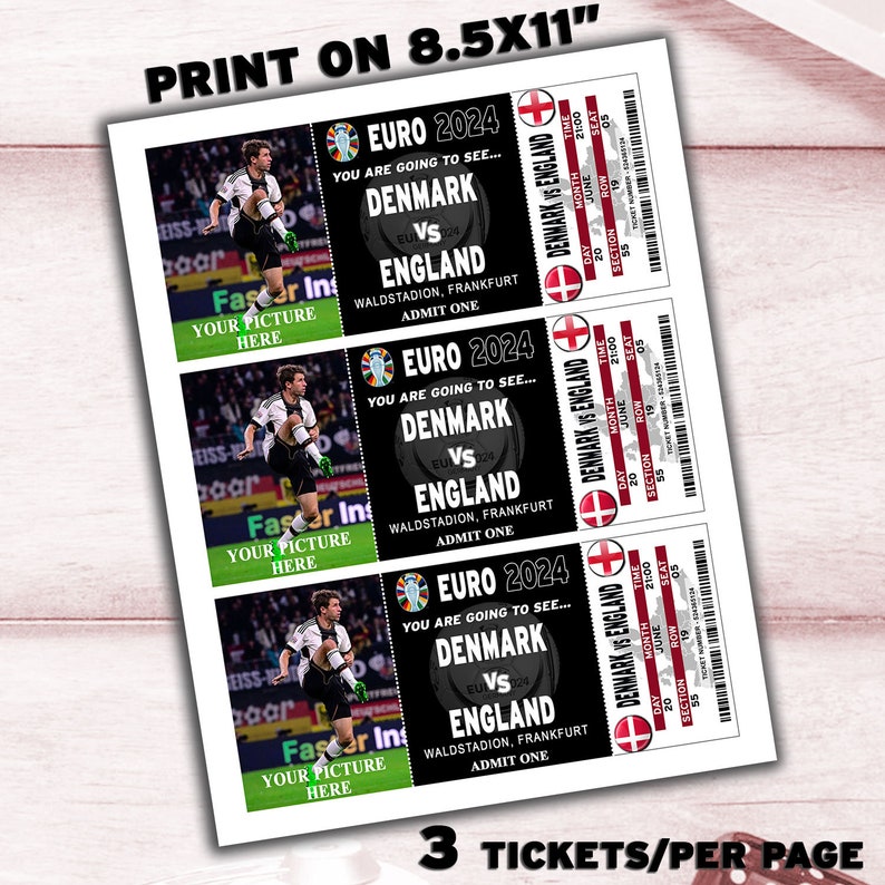 EURO 2024 Custom Printable Ticket, Euro 2024 Football Personalized