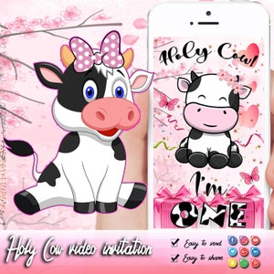 Holy Cow Video Invitation, Holy Cow Birthday Party Invitation, Cowgirl Invitation, Moo Moo Birthday Invitation, Baby Shower video invitation