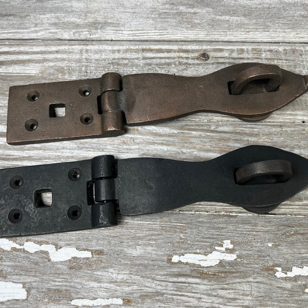 Vintage 8.5” Gate Barn Door Latch Hasp, Heavy Duty, Includes Hardware, Farm Salvage, Trunk Lock, Choice of Black or Bronze