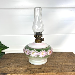 Antique 1800s Small Oil Lamp Glass Hurricane Lantern, P&A Mfg. Co., Plume Atwood Acorn Burner, USA Made