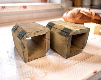 Antique 1800s Wood Butter Molds: Choice Primitive Farmhouse Kitchen Decor