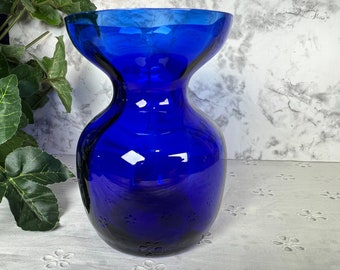 Stunning Vintage 1970s Cobalt Blue Vase, Kastrup Holmegaard Glassworks, Denmark, Art Deco Decor, Hand or Machine Blown Glass