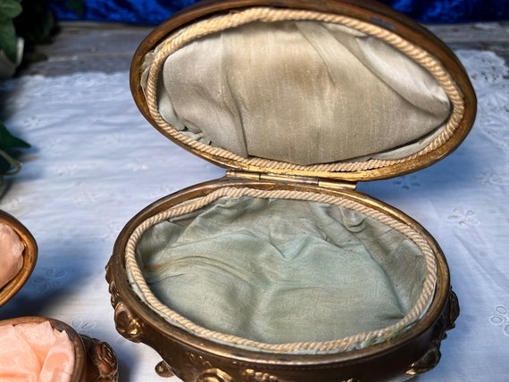Antique Jewelry Box Casket, Set of 2, Gold Tone V… - image 7