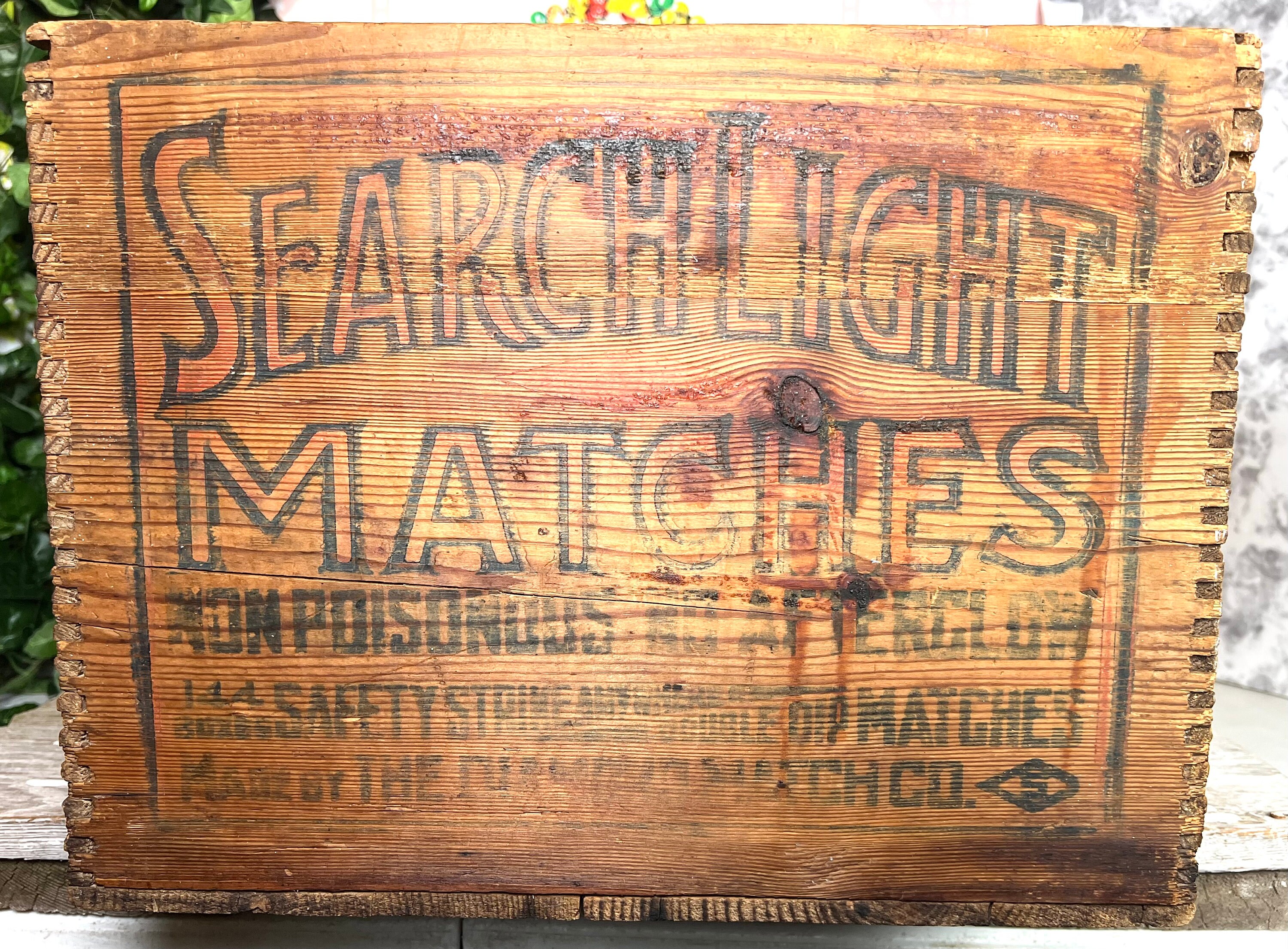 Antique Match Crate, Diamond Searchlight 24” Wood Shipping