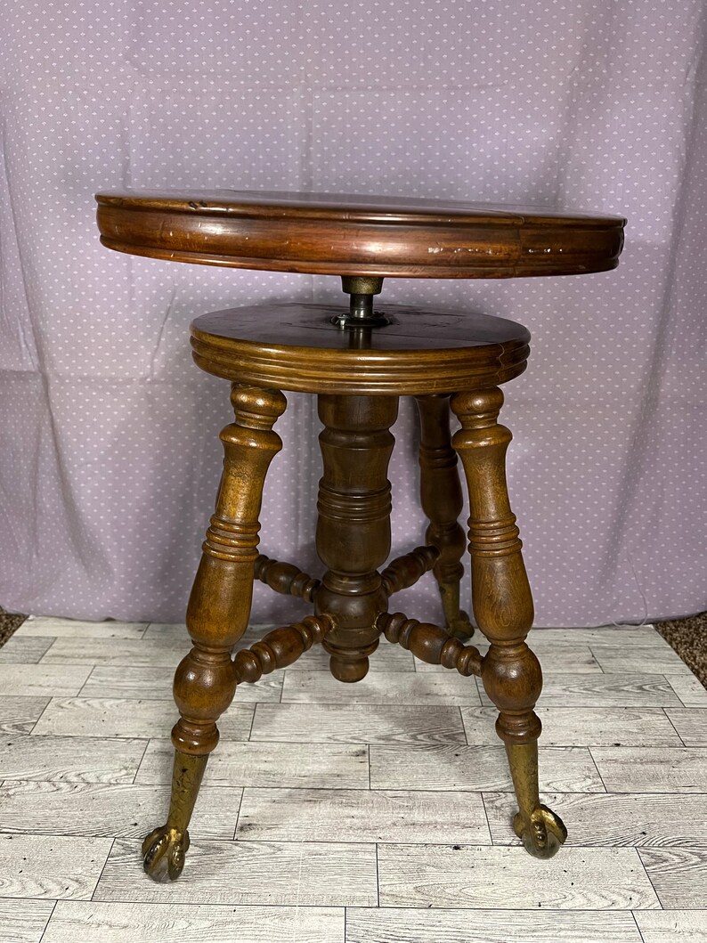 Antique Victorian Glass Ball and Claw Foot Piano Stool Etsy