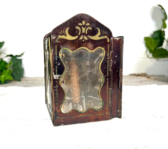 Antique Civil War Era Tin Lantern, Folding Pocket Candle