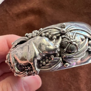 Rare Rhinoceros Cuff Bracelet, Sterling Silver Rhino, Southwest Artisan Carol Felley, Never Worn NOS Jewelry, Shipping/Insurance Included