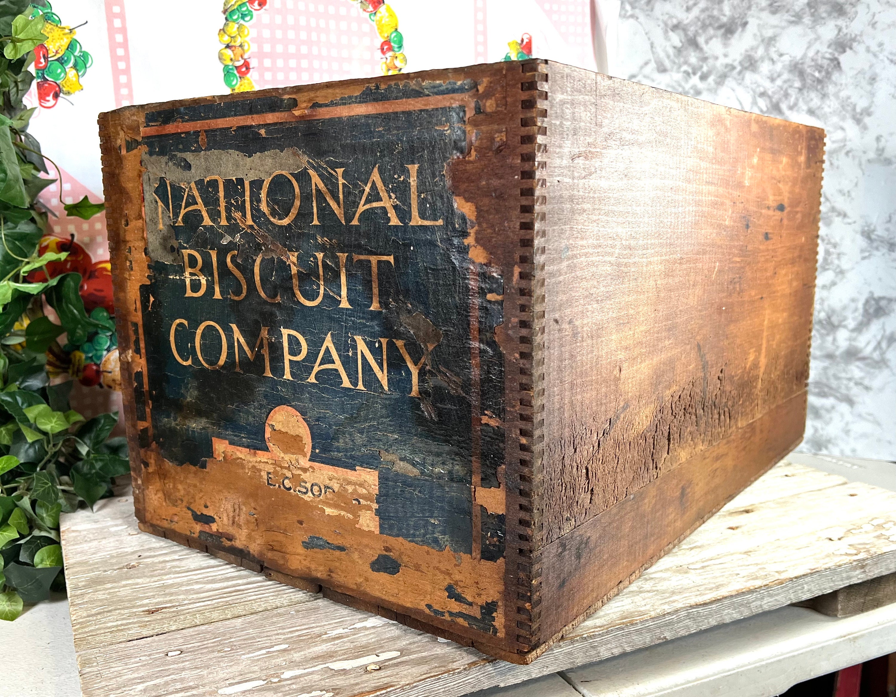 Antique Nabisco Crate: National Biscuit Co. Shipping Box, Rustic