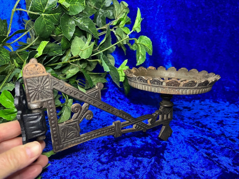 Antique Cast Iron Kerosene Oil Lamp Holder, Eastlake Style Swivel Wall