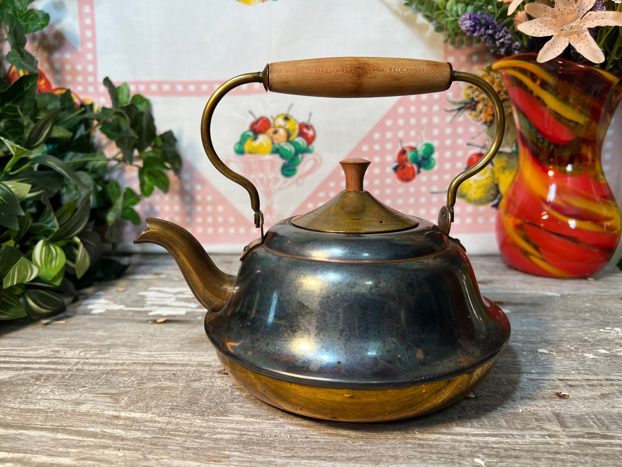 Vintage Holland Brass Kettle Teapot, Small Copper Tea Pot, Beautiful
