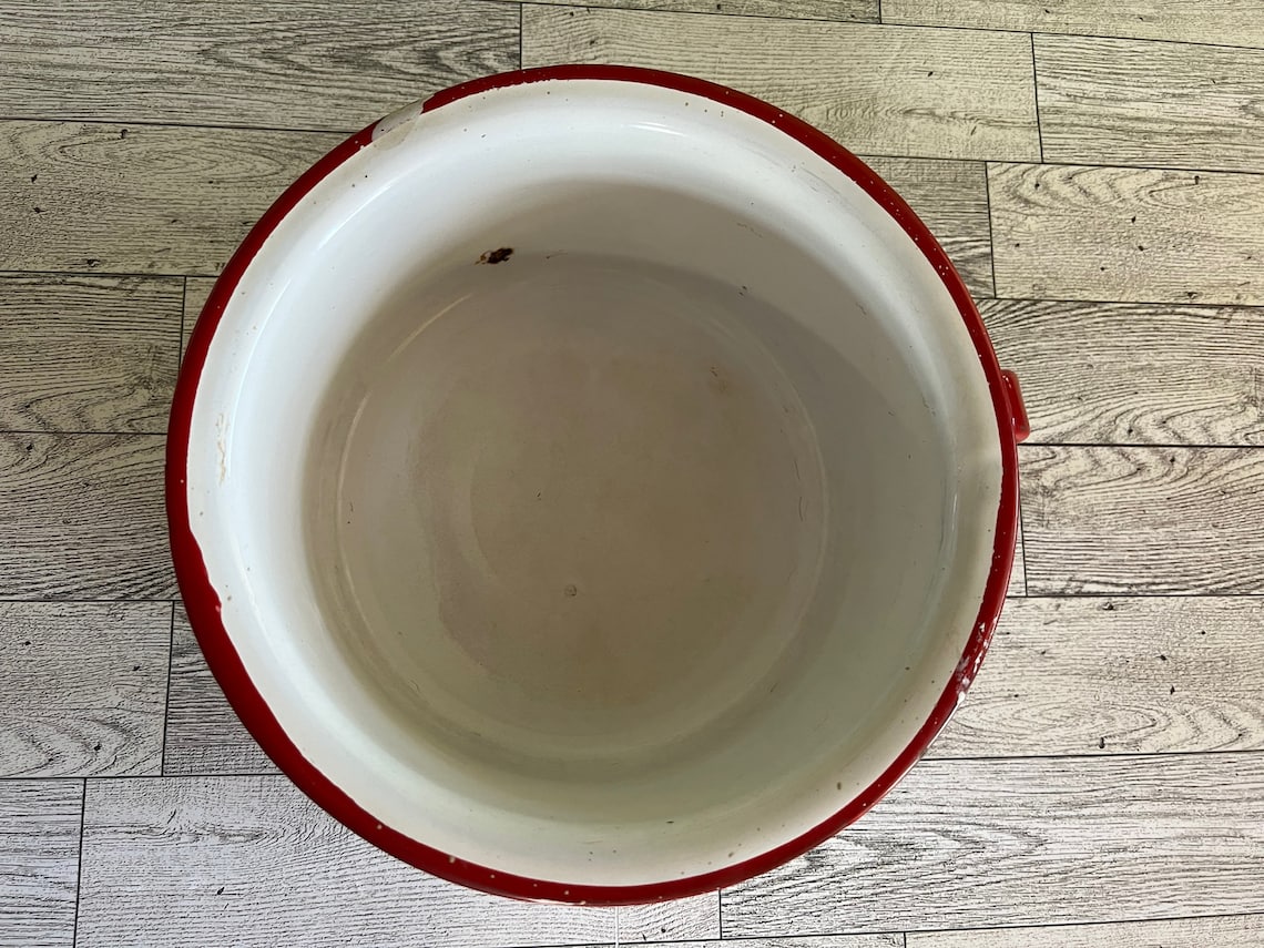 Vintage 1950s Enamelware Chamber Pot Bowl Rustic Country Etsy