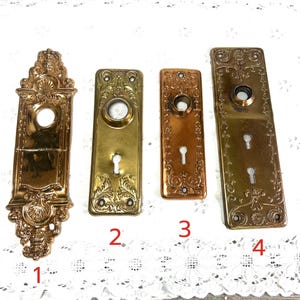Antique Late 1800s Early 1900s Victorian Art Nouveau Door Knob Backplates, Architectural Salvage Back Plates Metal Restoration Hardware