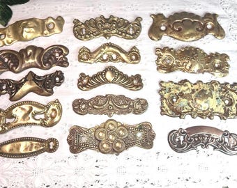 Antique Furniture Back Plates: Architectural Salvage Hardware, Brass Stampings