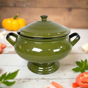 Vintage 1960s Enamelware Soup Tureen - Etsy