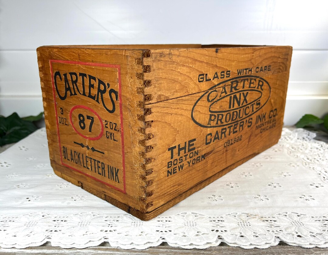 Curated visual reference: Fresh Look at Antique 1922 Wood Crate Carter S Ink Co Vintage Advertising