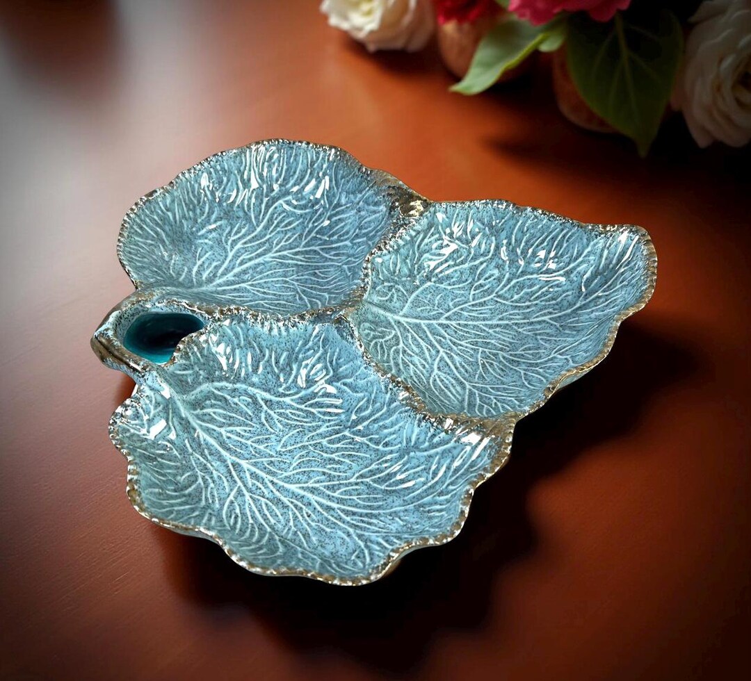 Vintage Retro Leaf Serving Dish, California Pottery, Condiment Nut ...