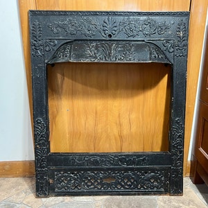 Stunning Antique 1800s Victorian Cast Iron Coal Fireplace Surround Mantel, Architectural Salvage, W.L. Sharp, Gorgeous Intricate Detail