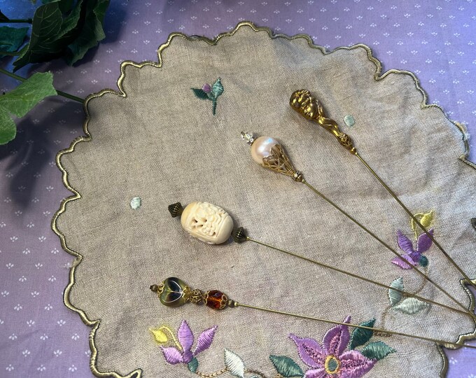 Beautiful and Elegant Antique Hat Pins, Choice of 4 Different Styles