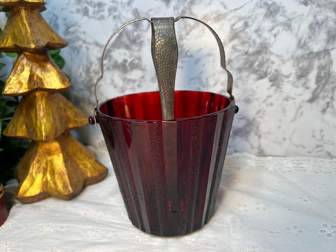 Vintage Royal Ruby Ice Bucket: 1940s Art Deco Anchor Hocking Glass - Etsy