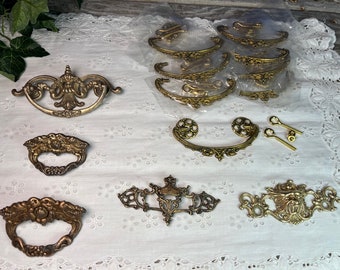 Vintage Antique Furniture Hardware, Cabinet Drawer Handles, Pulls, Knobs, Back Plates, Architectural Salvage Metal Restoration Hardware