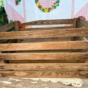 Vintage Primitive Rustic Wood Crate, Fruit or Produce Slat Crate, Barn Style Country Farmhouse Decor Storage