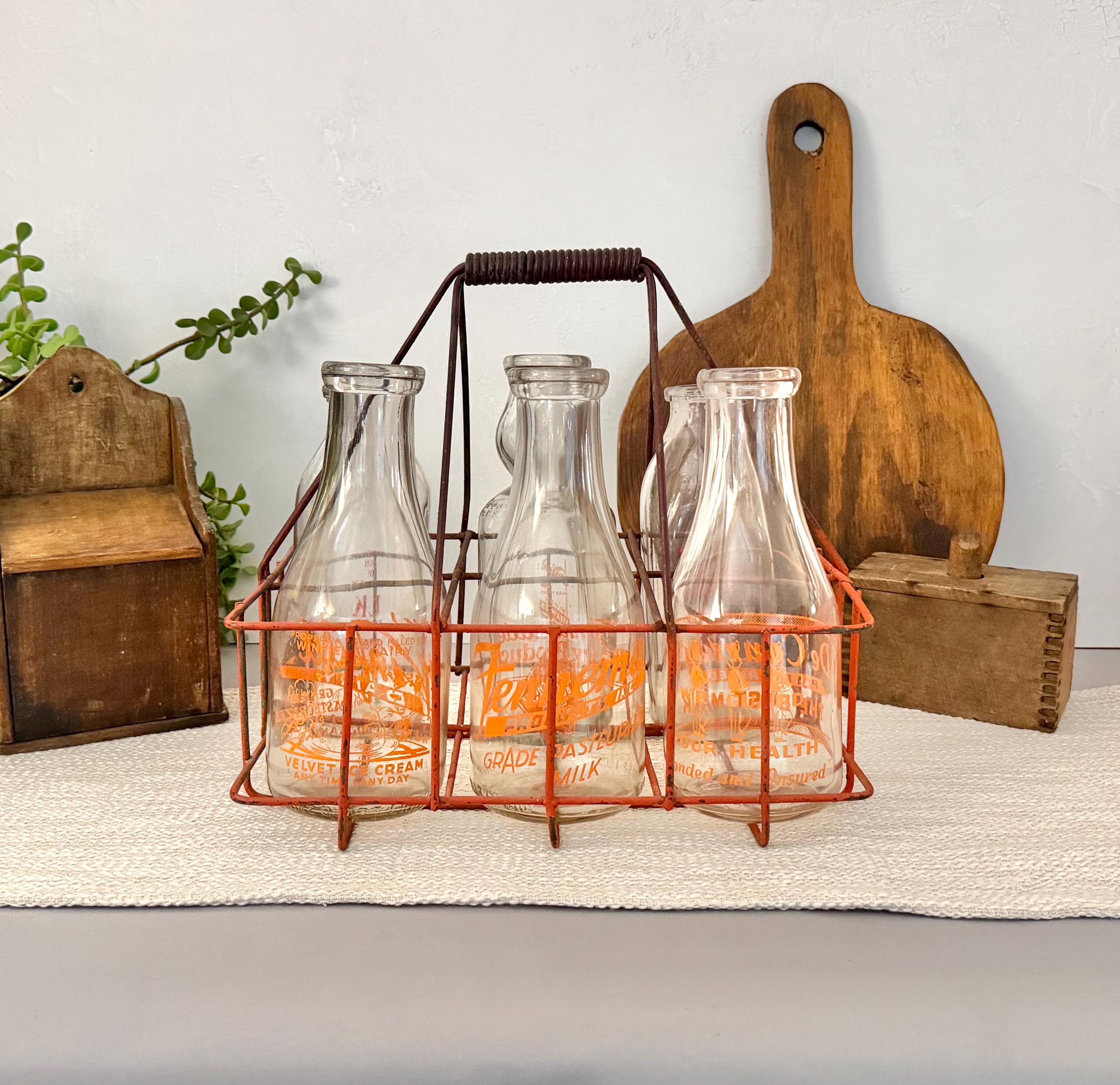 アントステラ　ボトルキャリア　仕切り６つ　ヴィンテージ　ミルクボトル Vintage 6 Milk Bottle Carrier - Etsy